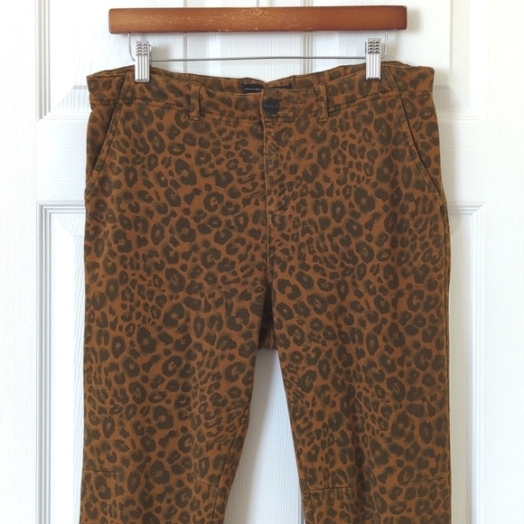 Sanctuary x Anthropologie Leopard Print Cotton Knit Slim Fit Joggers Brown XL - Picture 2 of 16